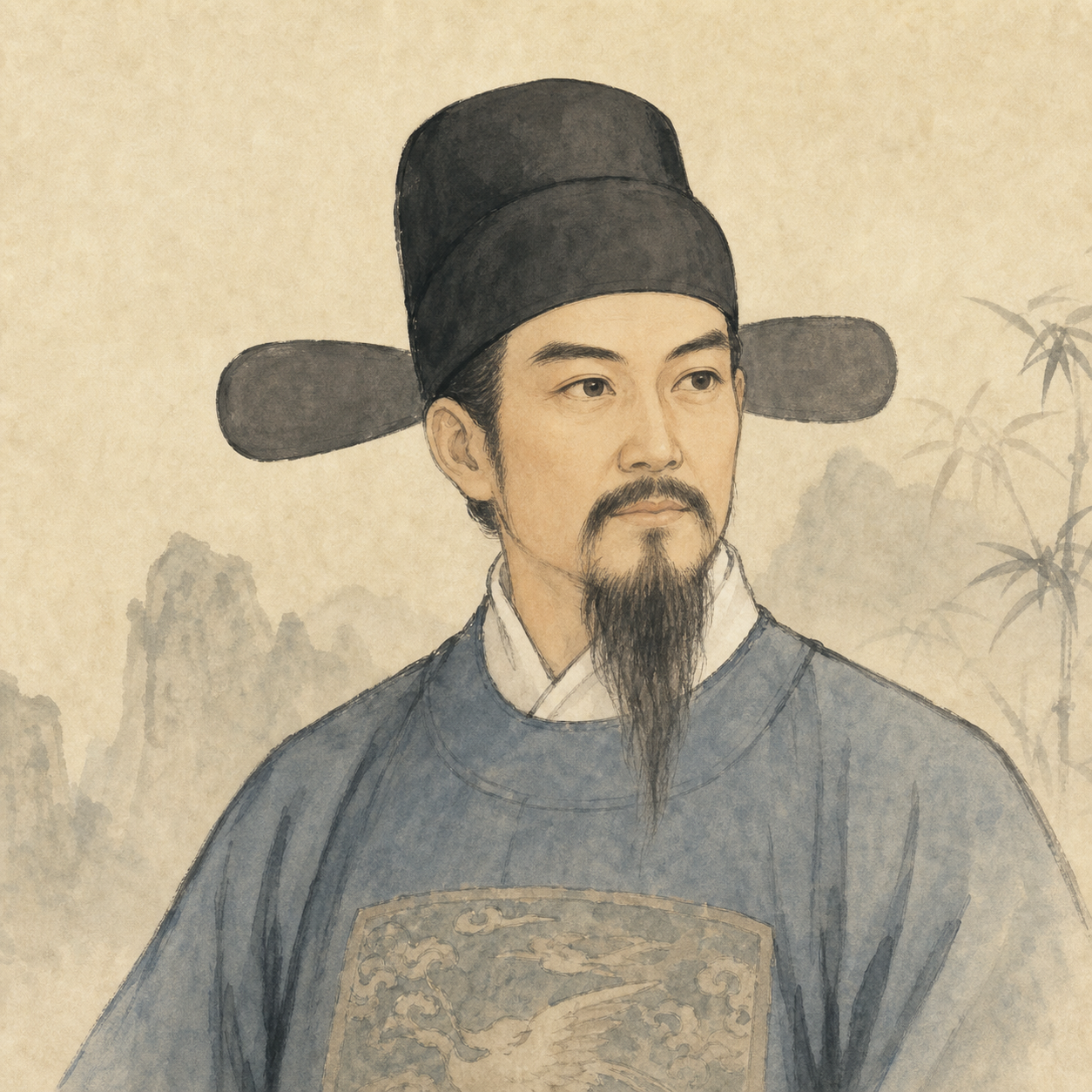 于谦水墨画像