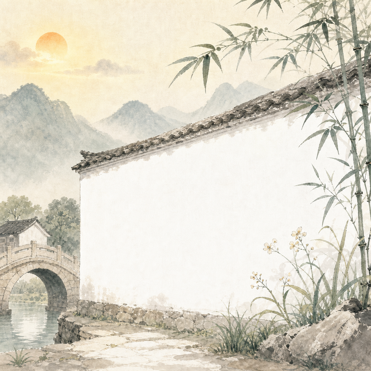 洁白墙面与清晨光线