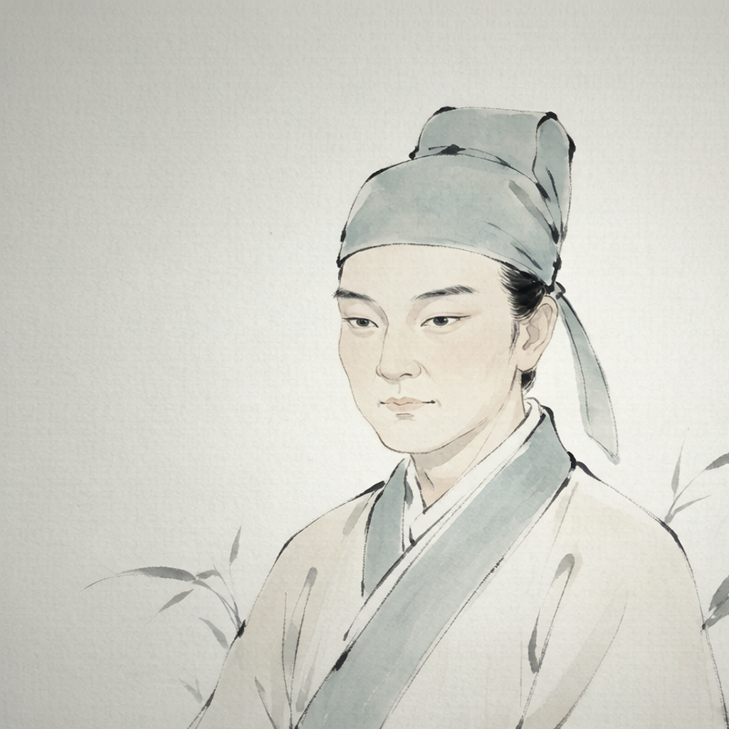 白居易画像：唐代诗人，身穿文人长袍，面容温和清秀
