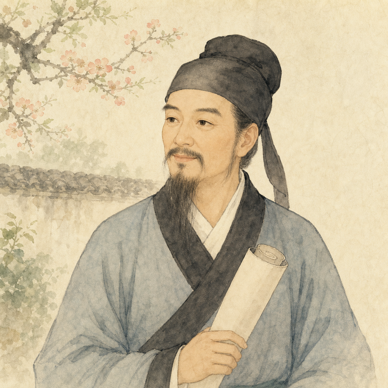 叶绍翁水墨画像