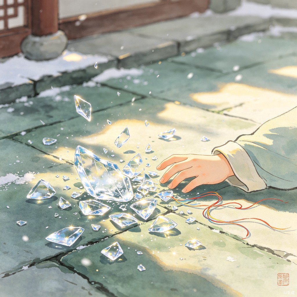 冰块碎在地上